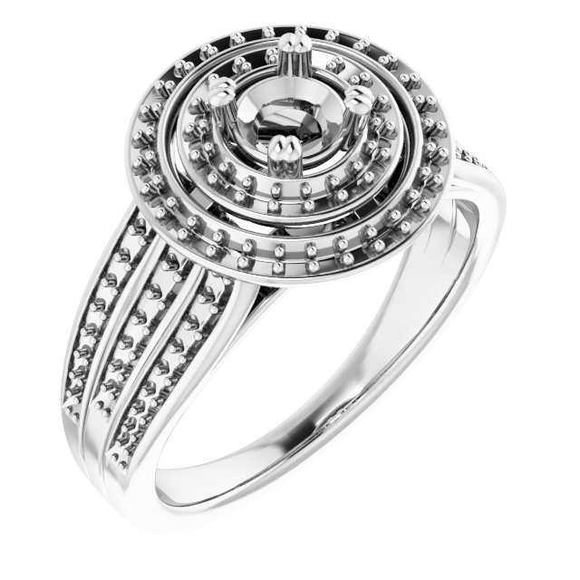 Double Halo-Style Engagement Ring