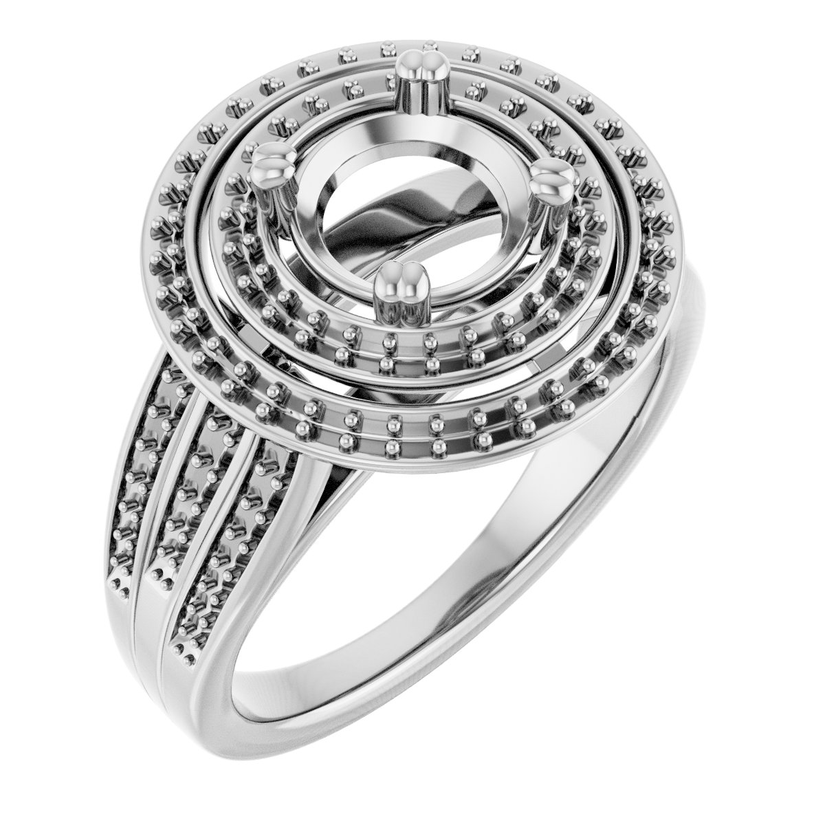 Double Halo-Style Engagement Ring