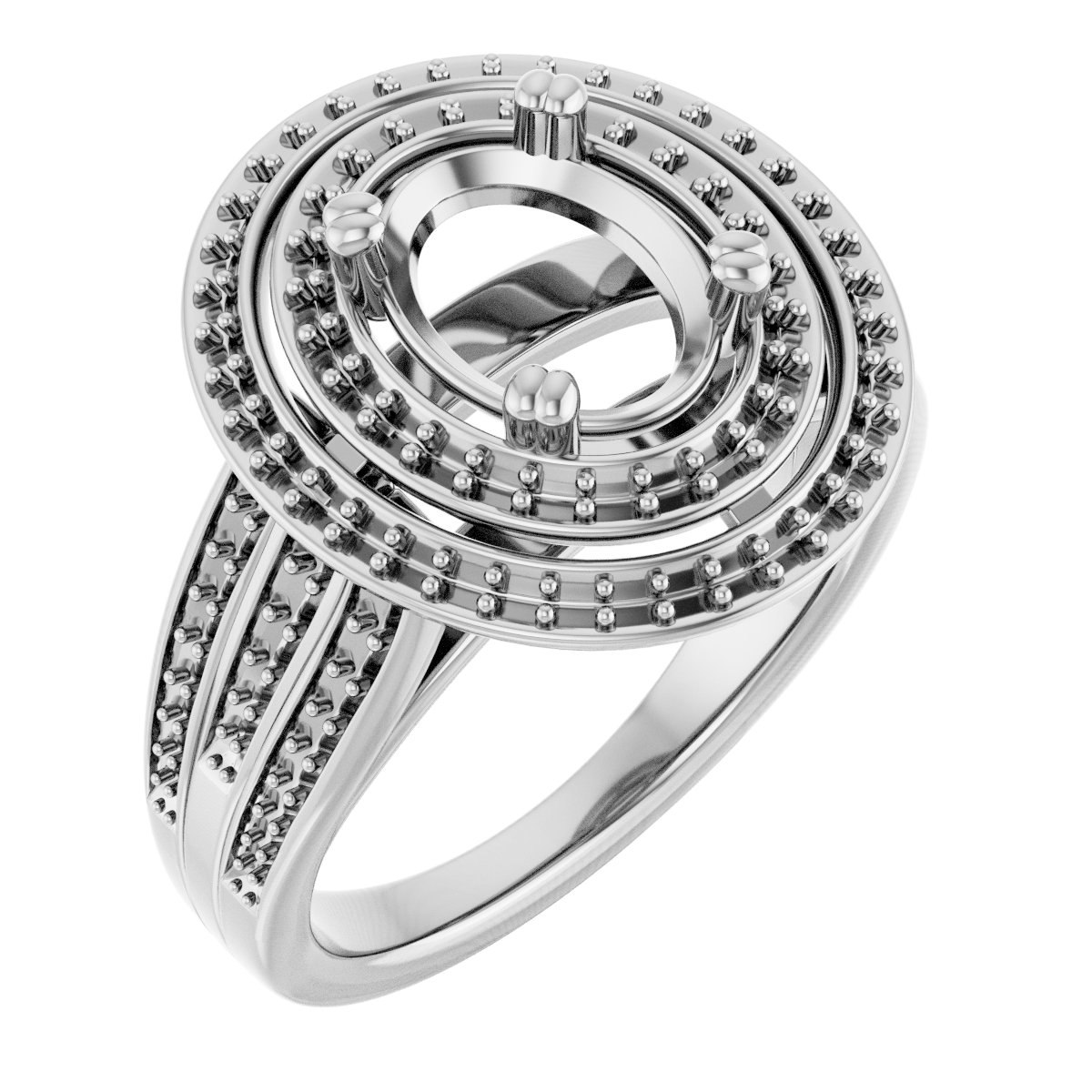 Double Halo-Style Engagement Ring