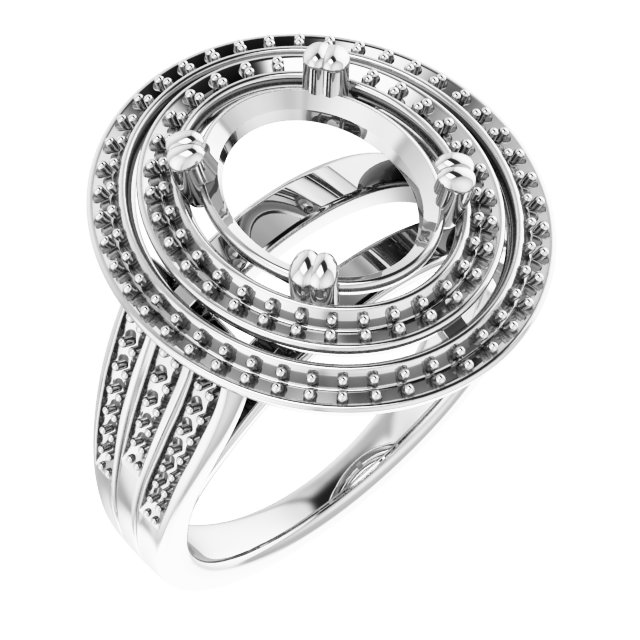 Double Halo-Style Engagement Ring