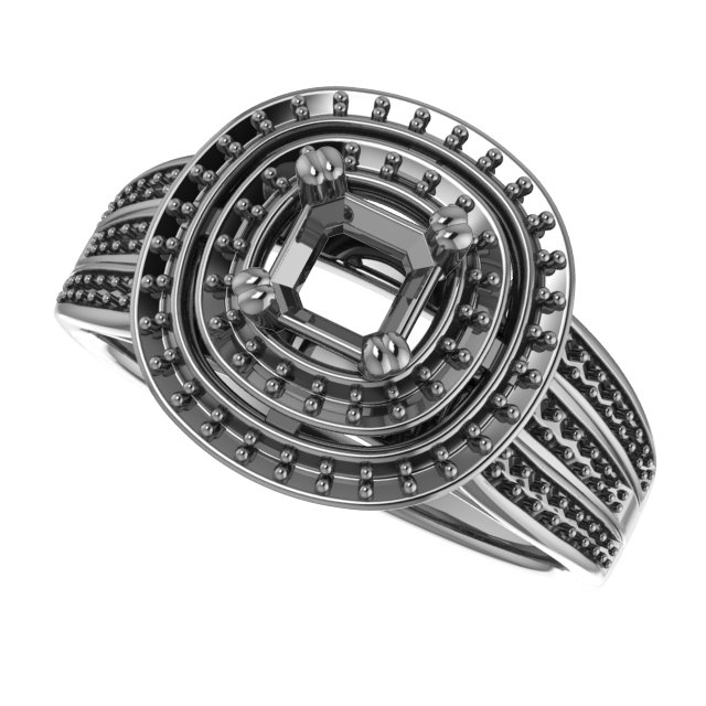 4.5 mm Square Engagement Ring Mounting view 5