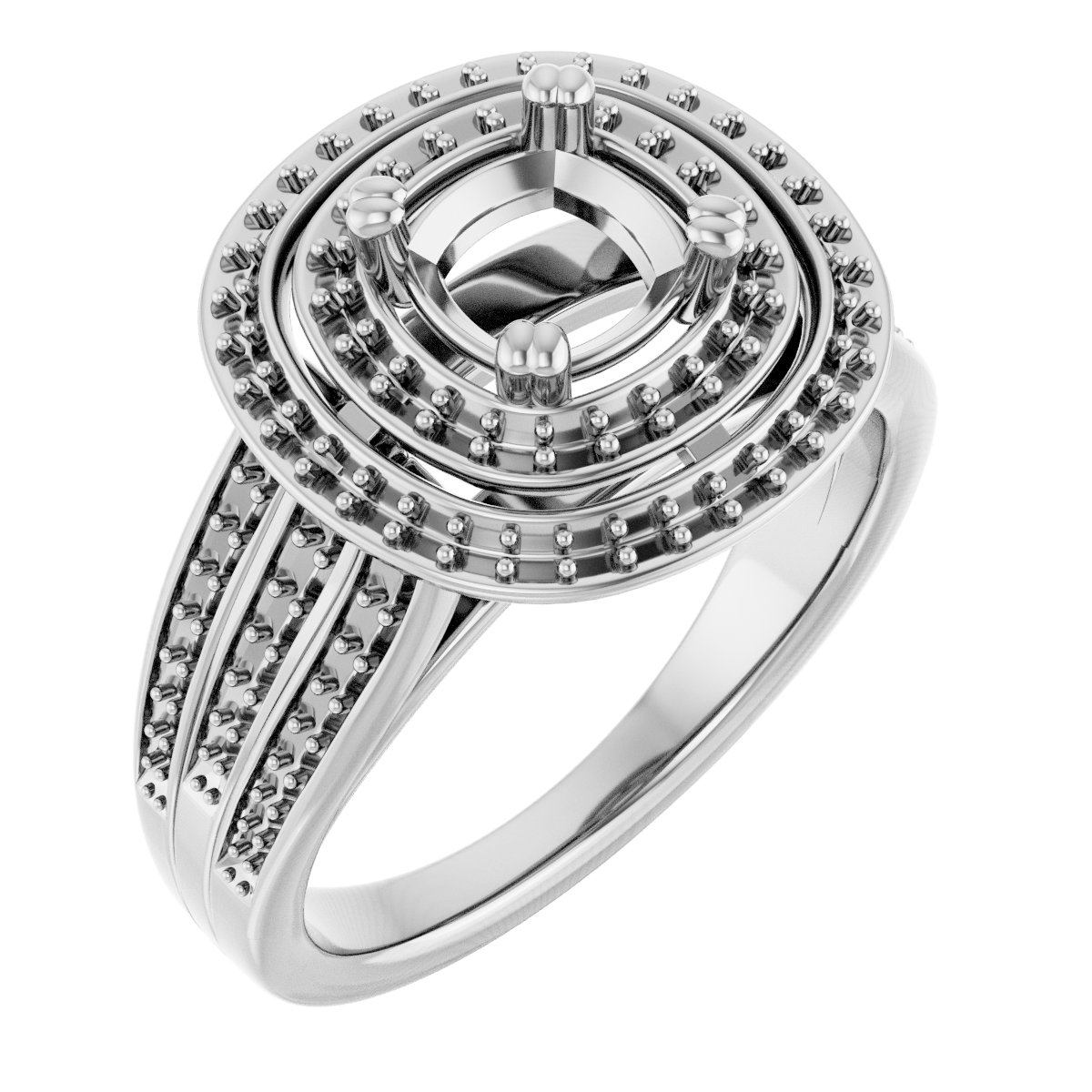 Double Halo-Style Engagement Ring