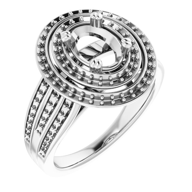Double Halo-Style Engagement Ring