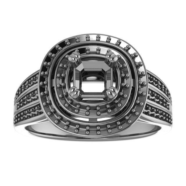 4.5 mm Square Engagement Ring Mounting view 3