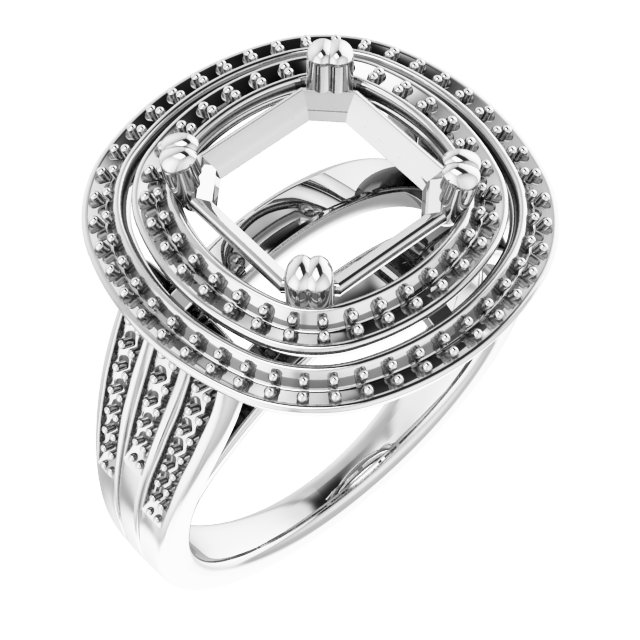 Double Halo-Style Engagement Ring