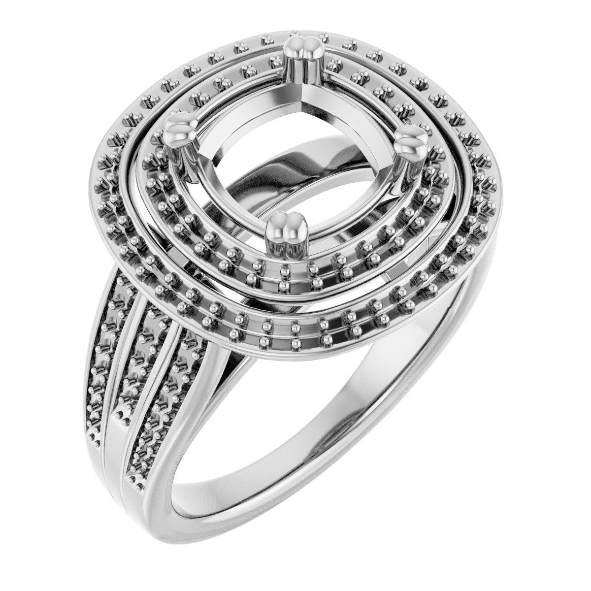 Double Halo-Style Engagement Ring