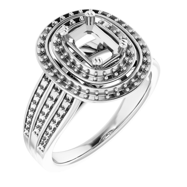 Double Halo-Style Engagement Ring