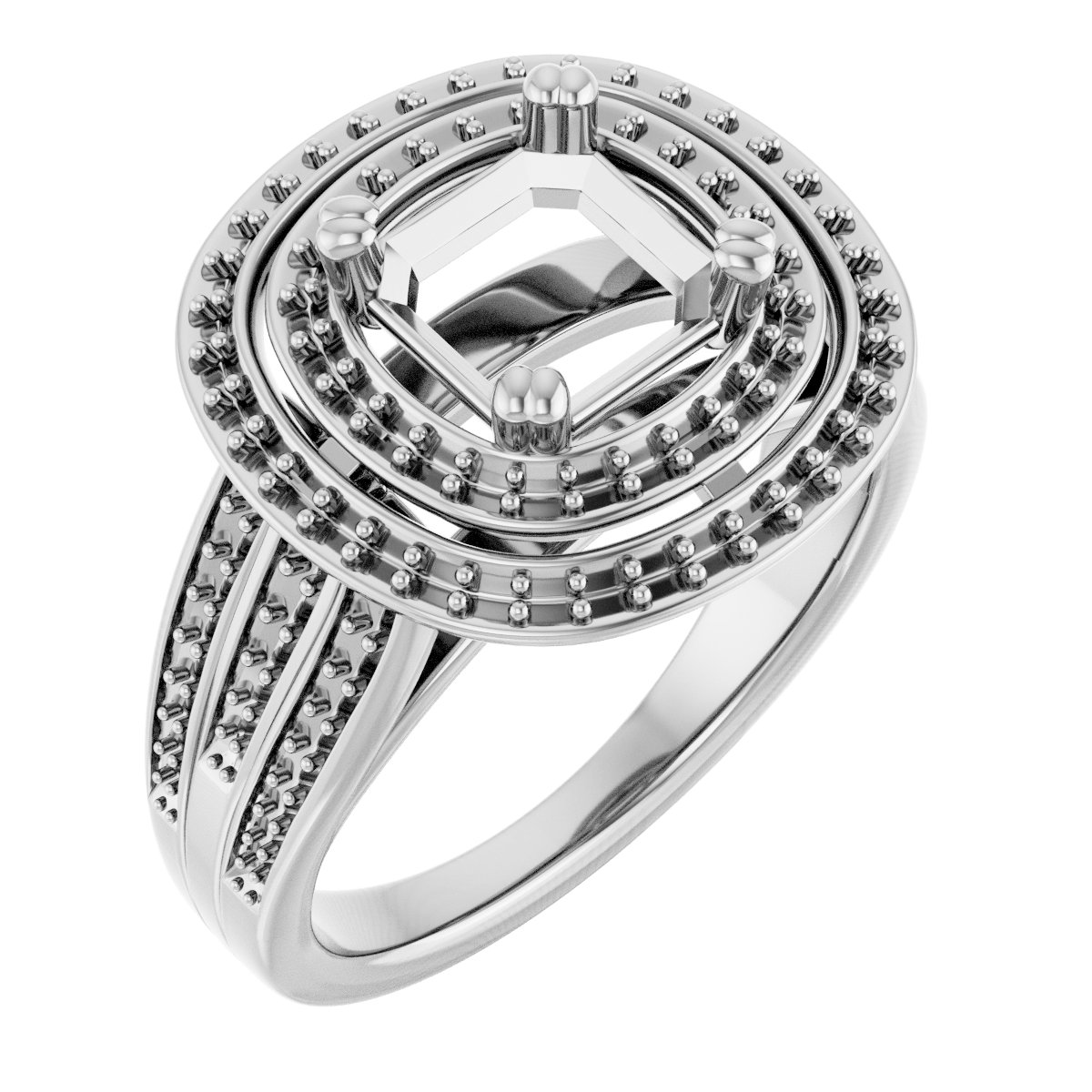 Double Halo-Style Engagement Ring