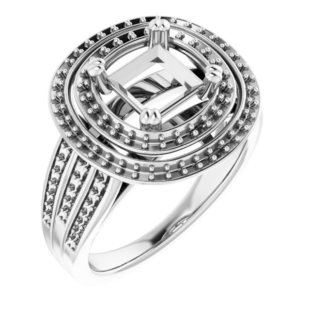Double Halo-Style Engagement Ring