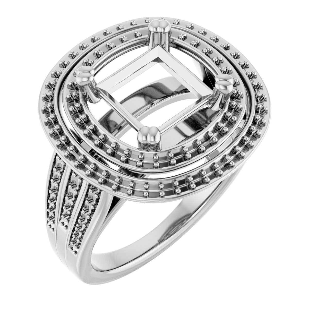 Double Halo-Style Engagement Ring