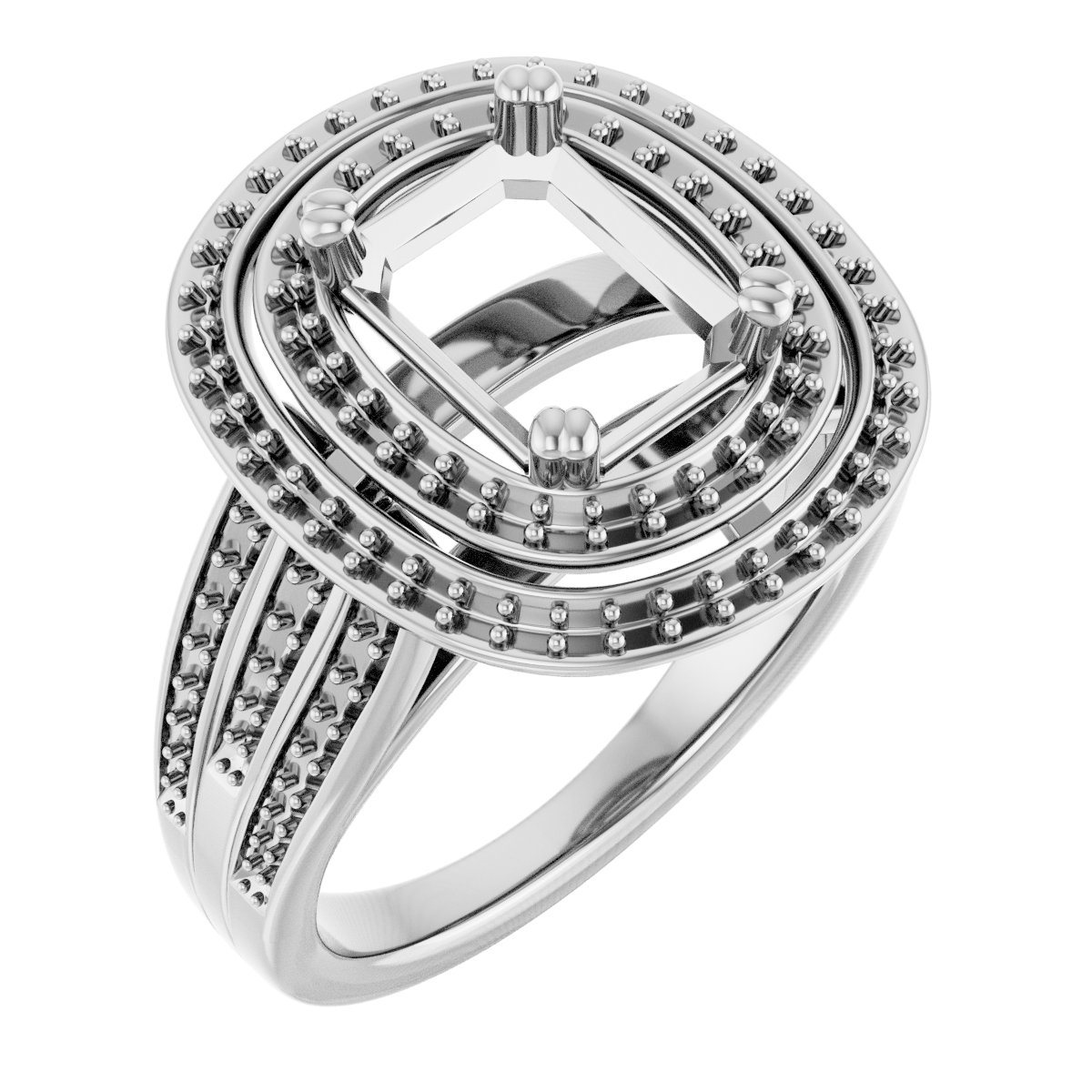 Double Halo-Style Engagement Ring