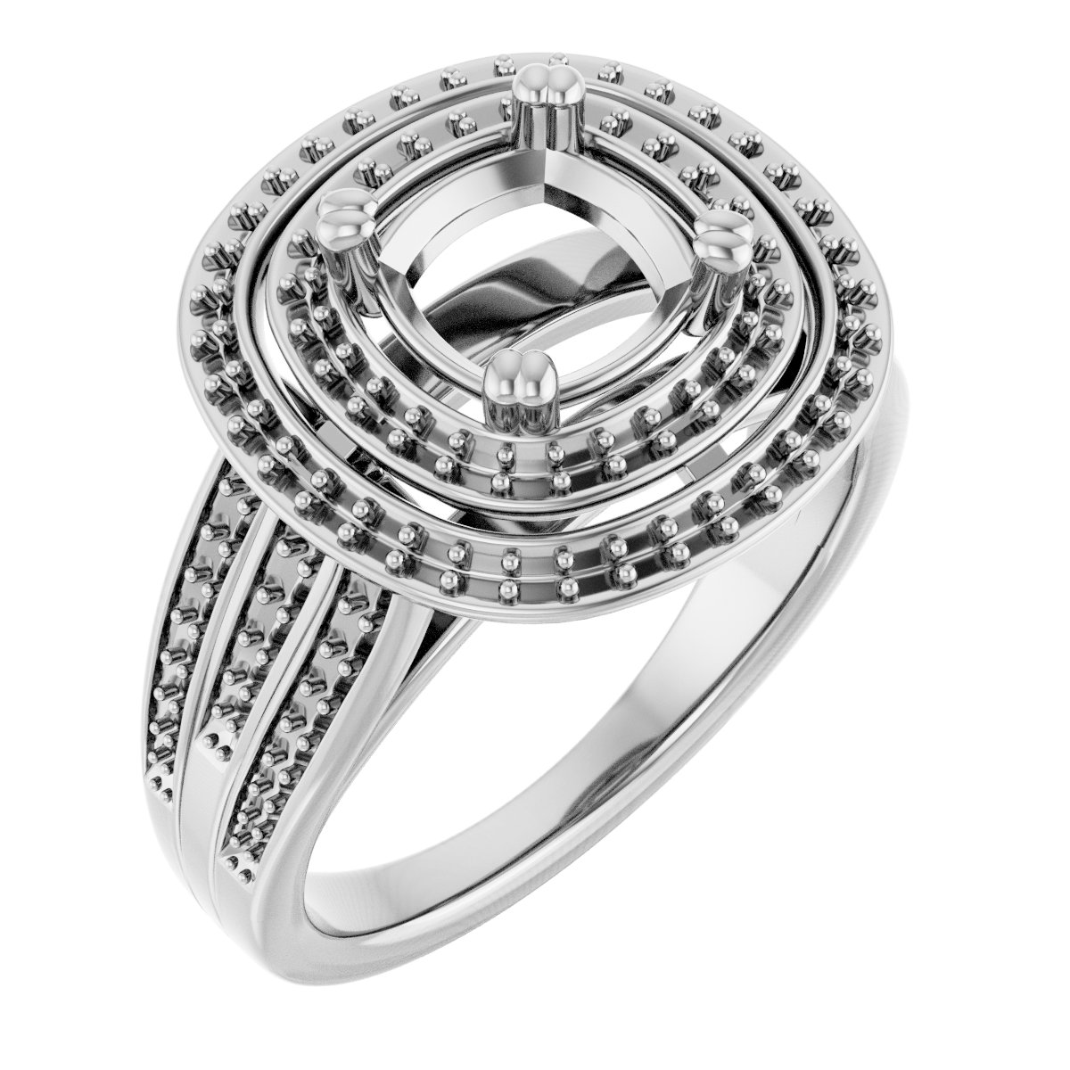 Double Halo-Style Engagement Ring
