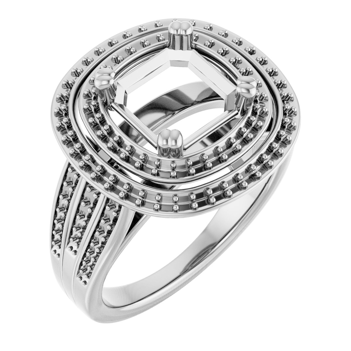 Double Halo-Style Engagement Ring