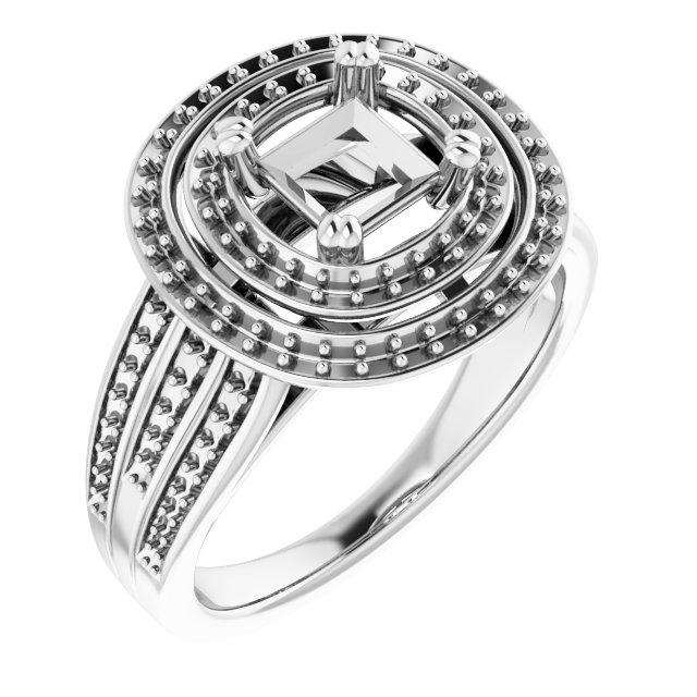 Double Halo-Style Engagement Ring