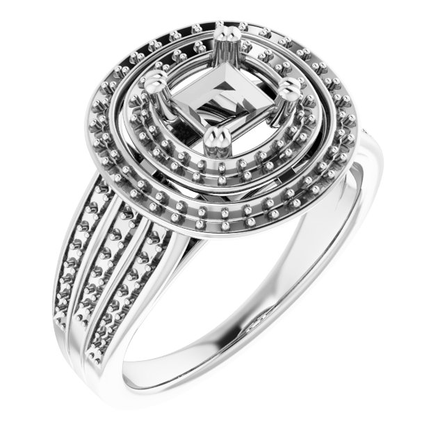 Double Halo-Style Engagement Ring