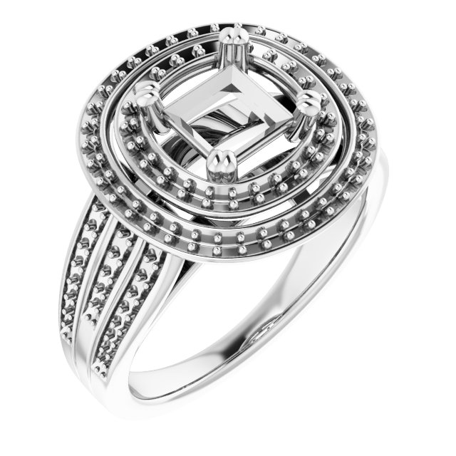 Double Halo-Style Engagement Ring