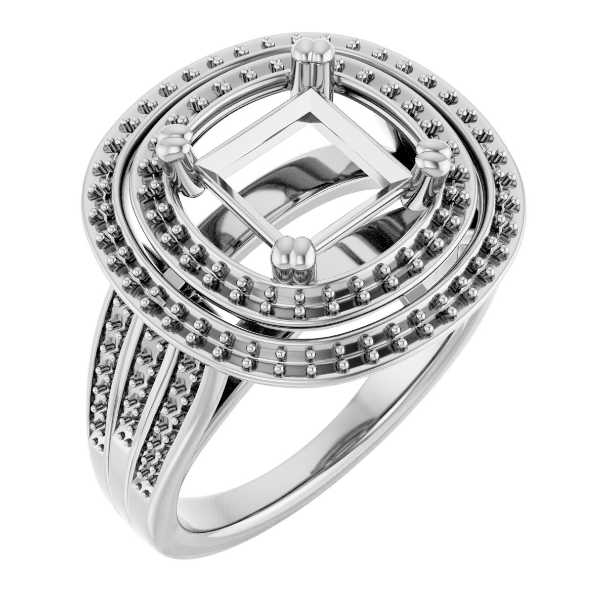 Double Halo-Style Engagement Ring