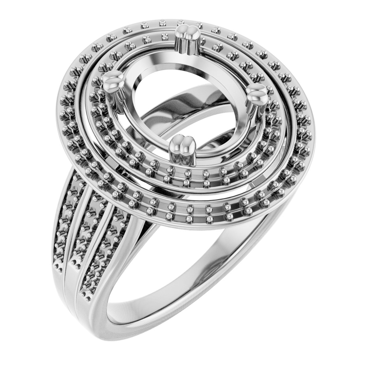 Double Halo-Style Engagement Ring