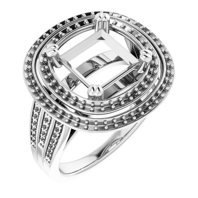 Double Halo-Style Engagement Ring