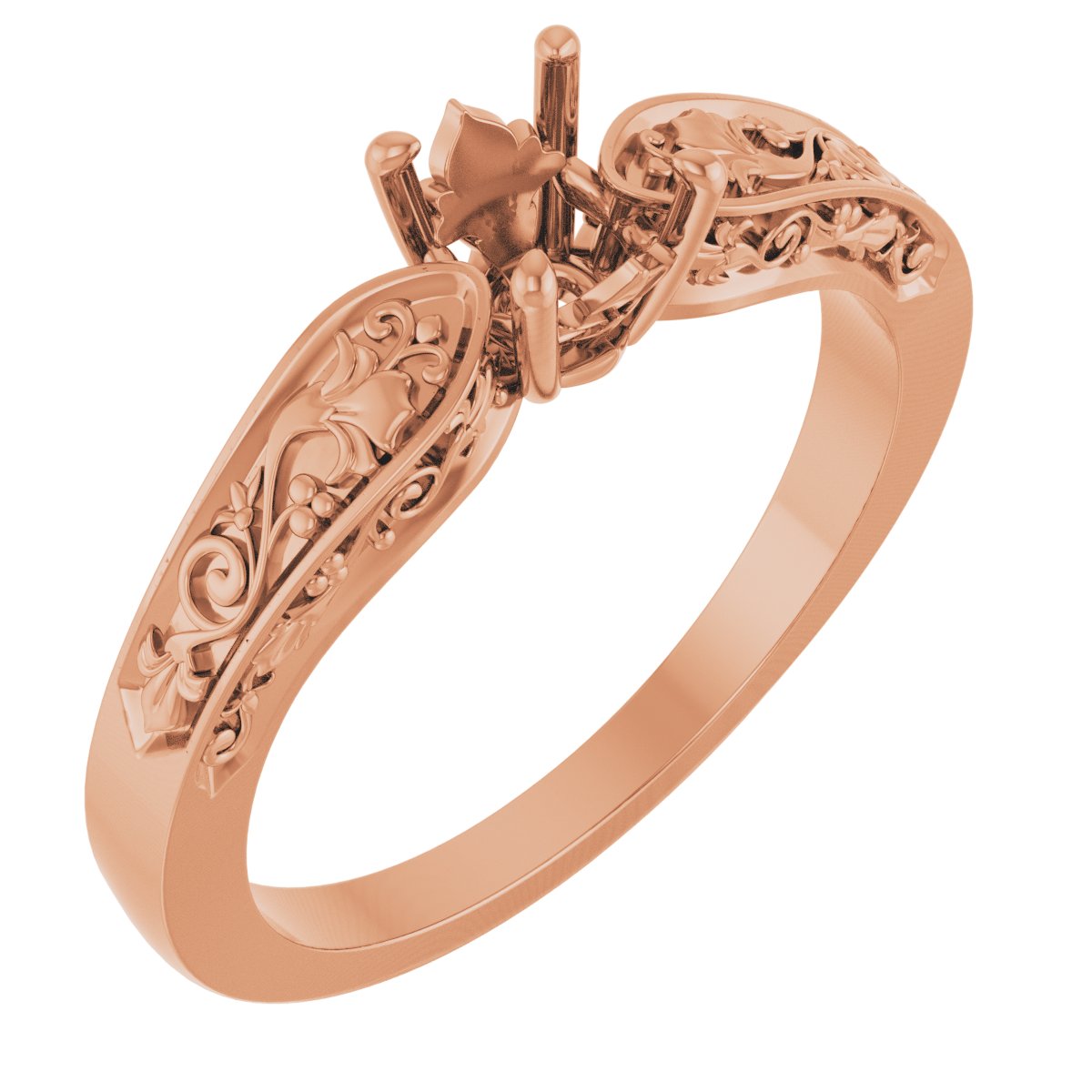 Solitaire Floral Engagement Ring or Band