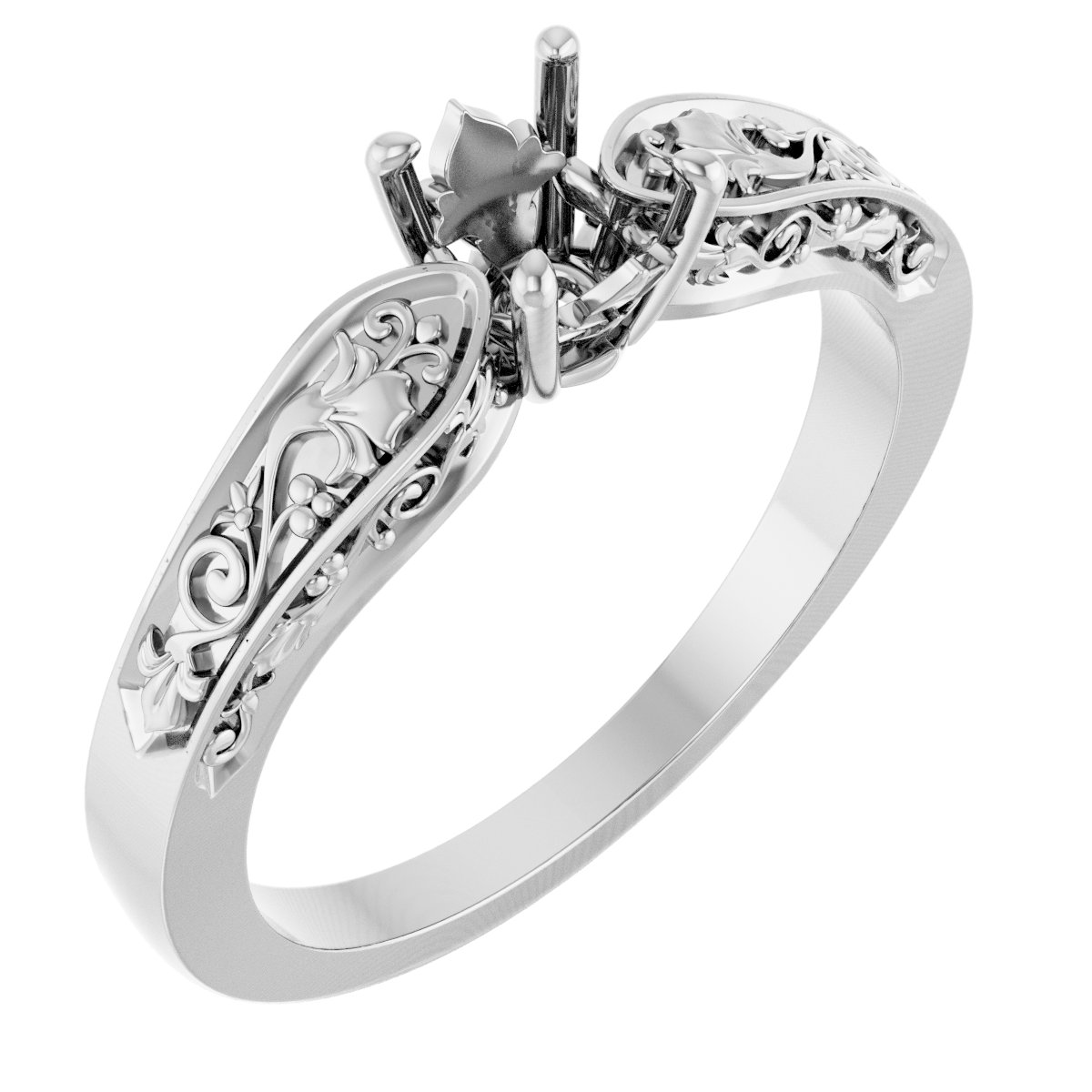 Solitaire Floral Engagement Ring or Band