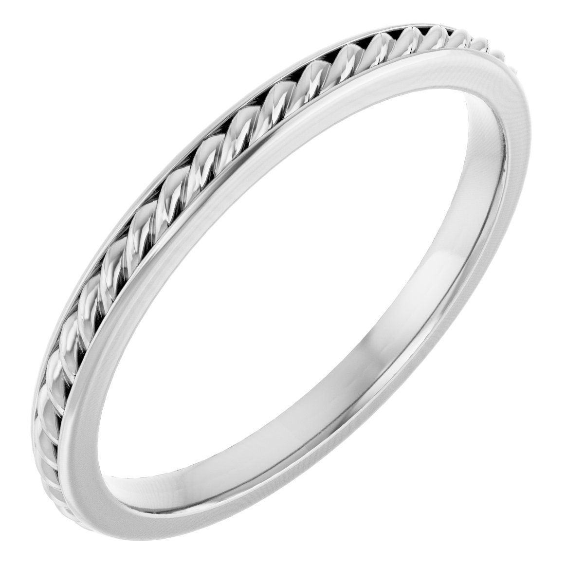 14K White 2 mm Rope Band Size 7