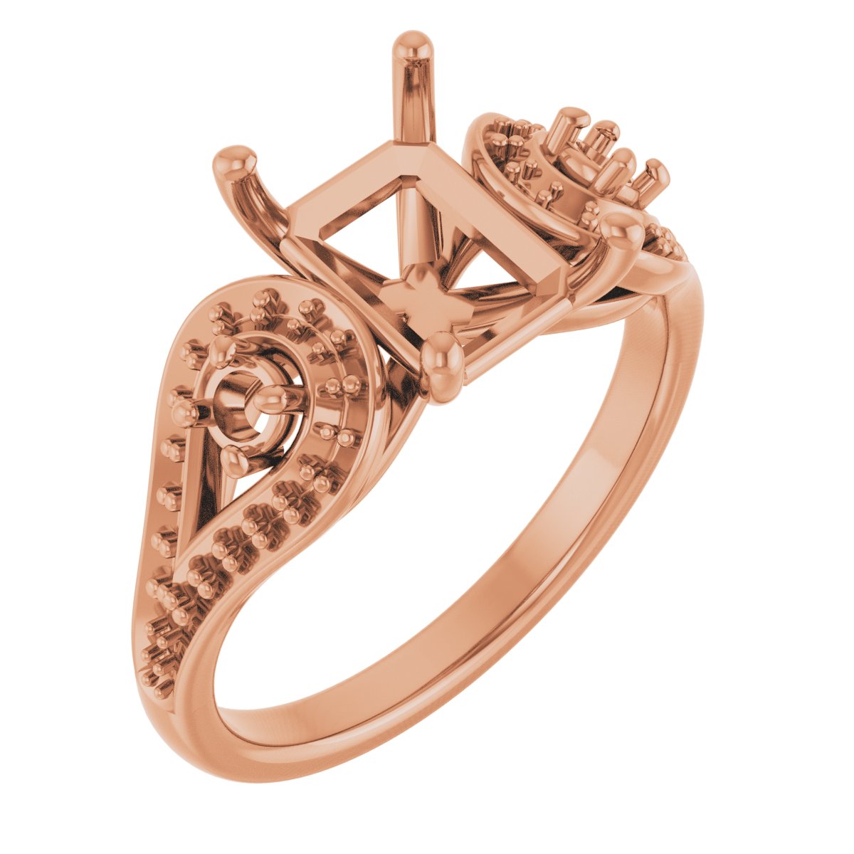 Three-Stone Vintage-Inspired Engagement Ring