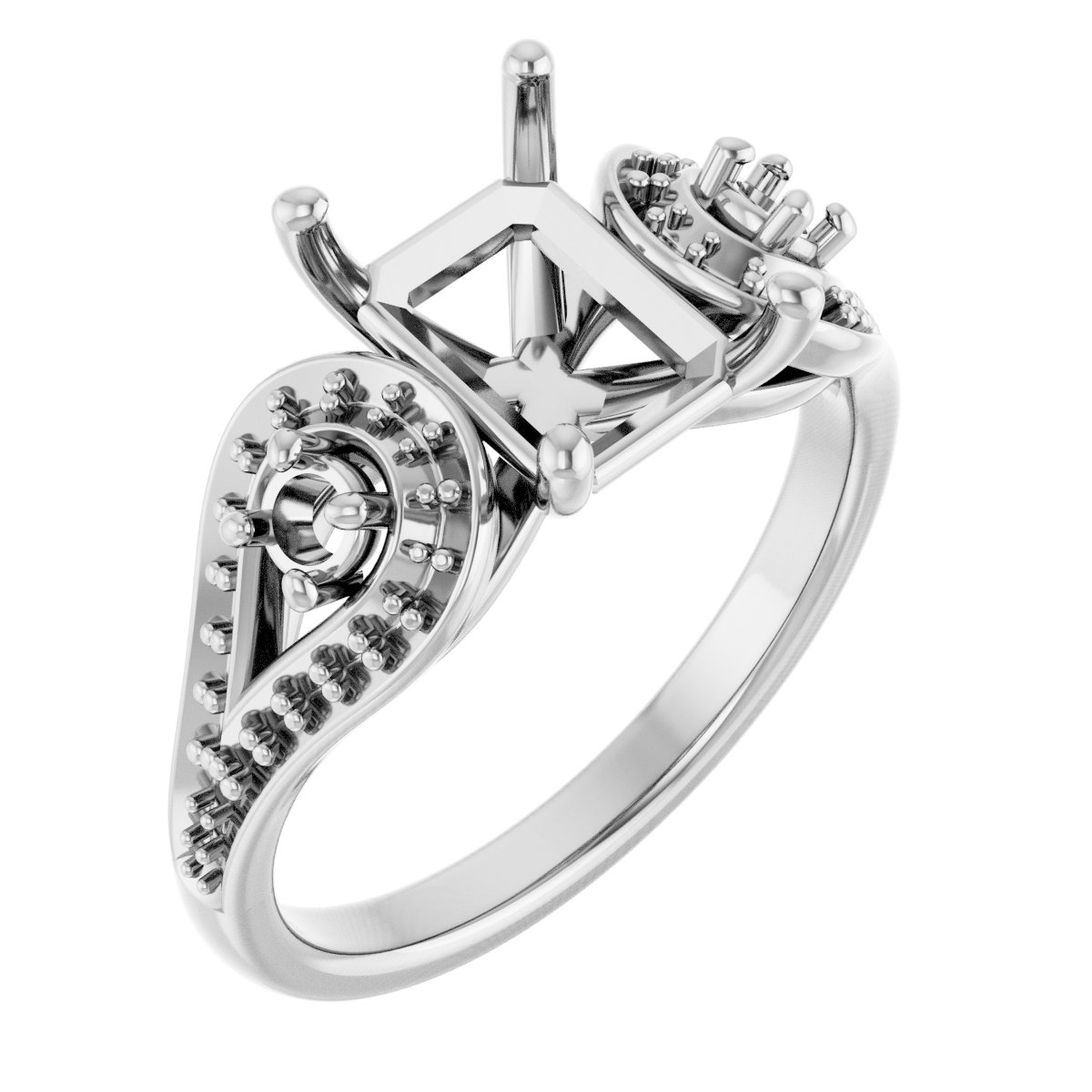 Three-Stone Vintage-Inspired Engagement Ring