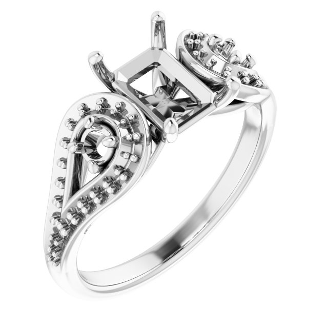 Three-Stone Vintage-Inspired Engagement Ring