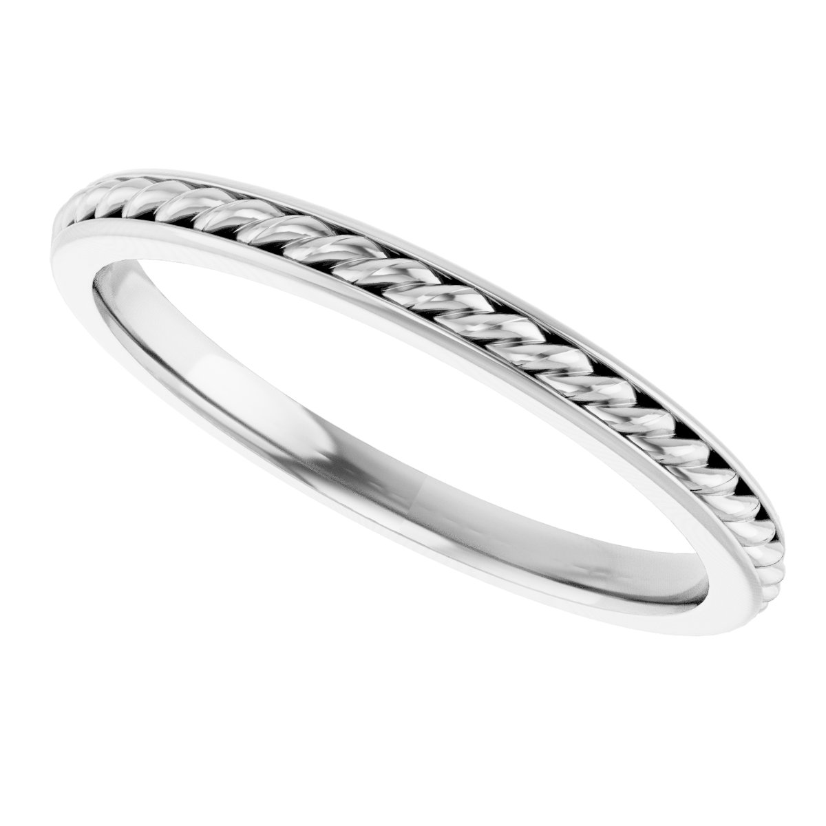 14K White 2 mm Rope Band Size 7