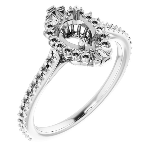 14K White 7x5 mm Pear 1/3 CTW Natural Diamond Semi-Set Engagement Ring