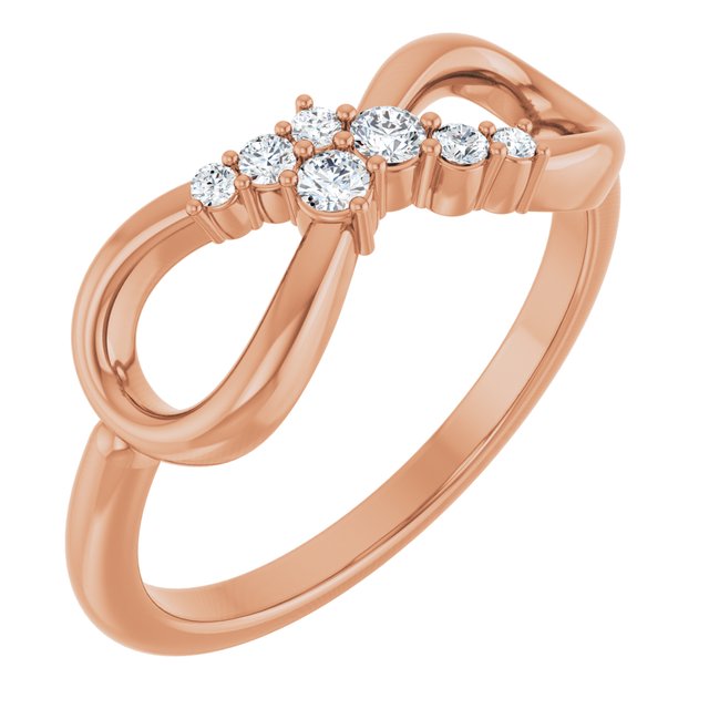 14k Gold 1/8 CTW Diamond Infinity Ring - White, Yellow or Rose 14k Gold 1/8 CTW Diamond Infinity Ring - White, Yellow or Rose