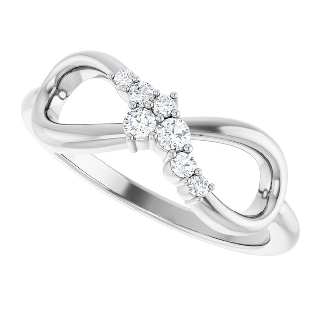 14K White 1/8 CTW Diamond Infinity-Inspired Ring