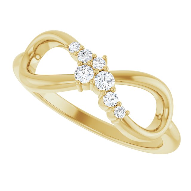 14K Yellow 1/8 CTW Diamond Infinity-Inspired Ring