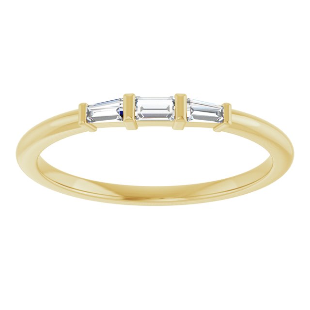 14K Yellow 1/6 CTW Diamond Three-Stone Stackable Ring  