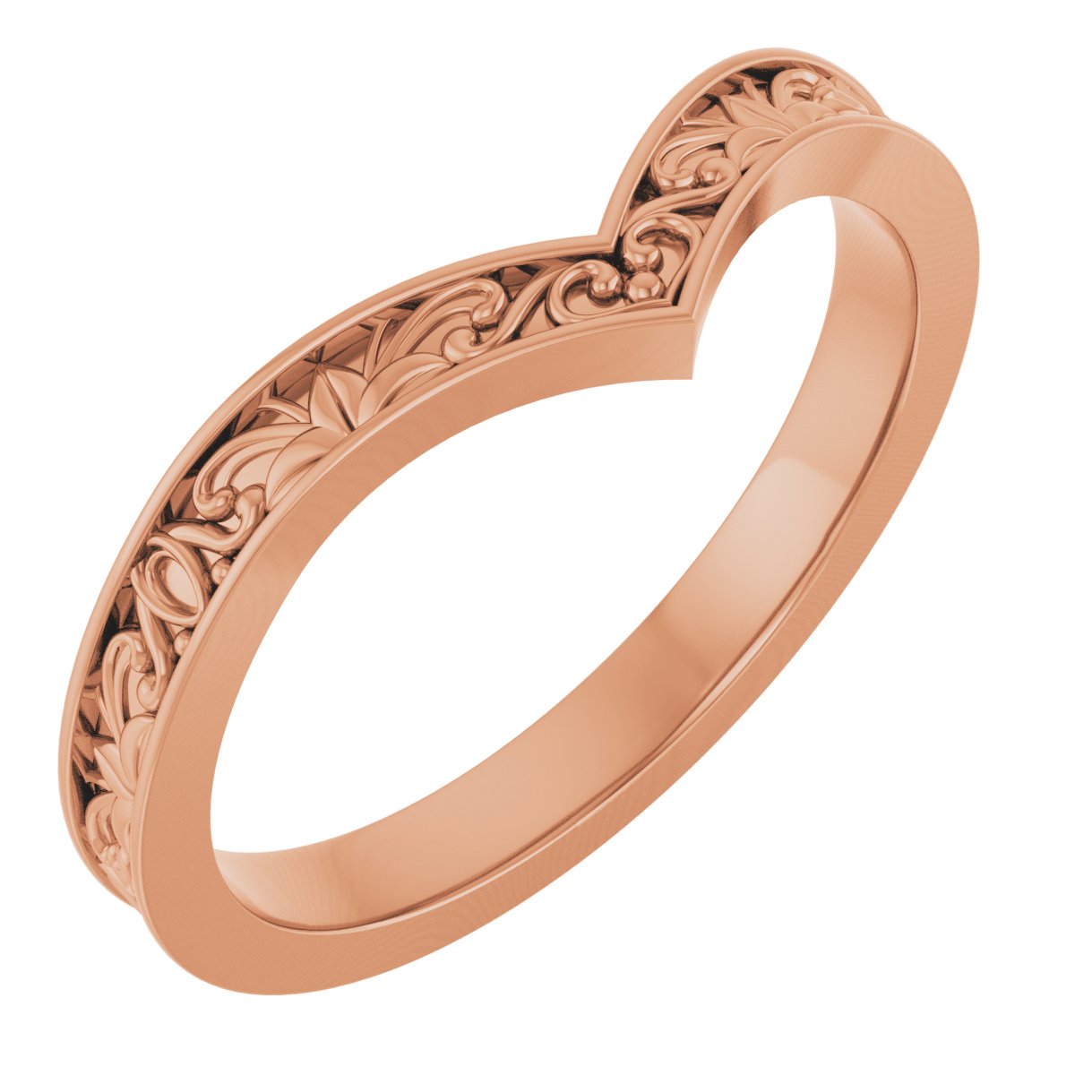 14K Rose Vintage-Inspired V Ring 