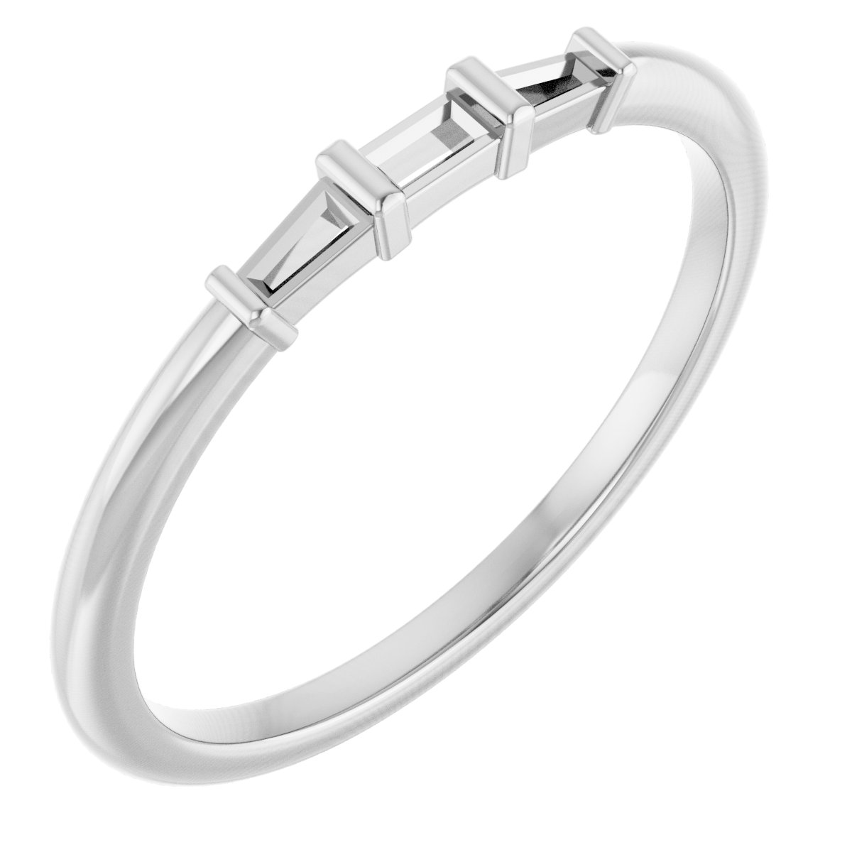 14K White 1/6 CTW Diamond Three-Stone Stackable Ring