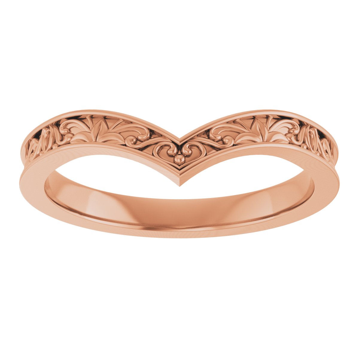 14K Rose Vintage-Inspired V Ring 