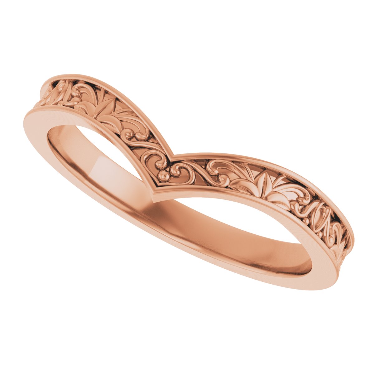 14K Rose Vintage-Inspired V Ring 