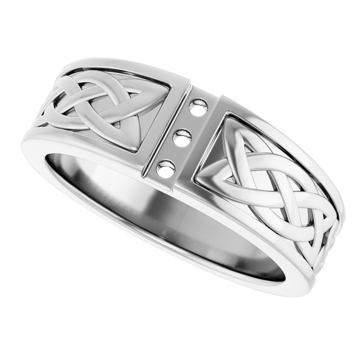 14K White 1/5 CTW Natural Diamond Celtic-Inspired Ring