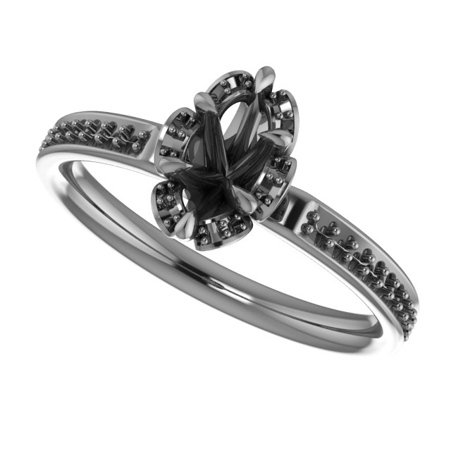 7 mm Round Floral-Inspired  Engagement Ring Mounting view 5