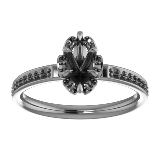7 mm Round Floral-Inspired  Engagement Ring Mounting view 3