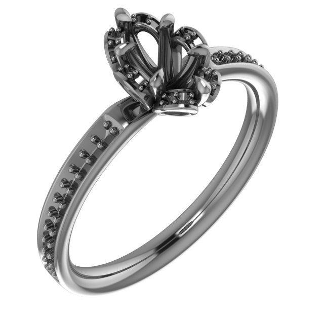 7 mm Round Floral-Inspired  Engagement Ring Mounting