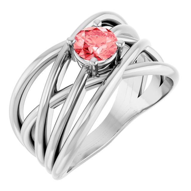 14K White 3/8 CT Pink Lab-Grown Diamond Criss-Cross Ring