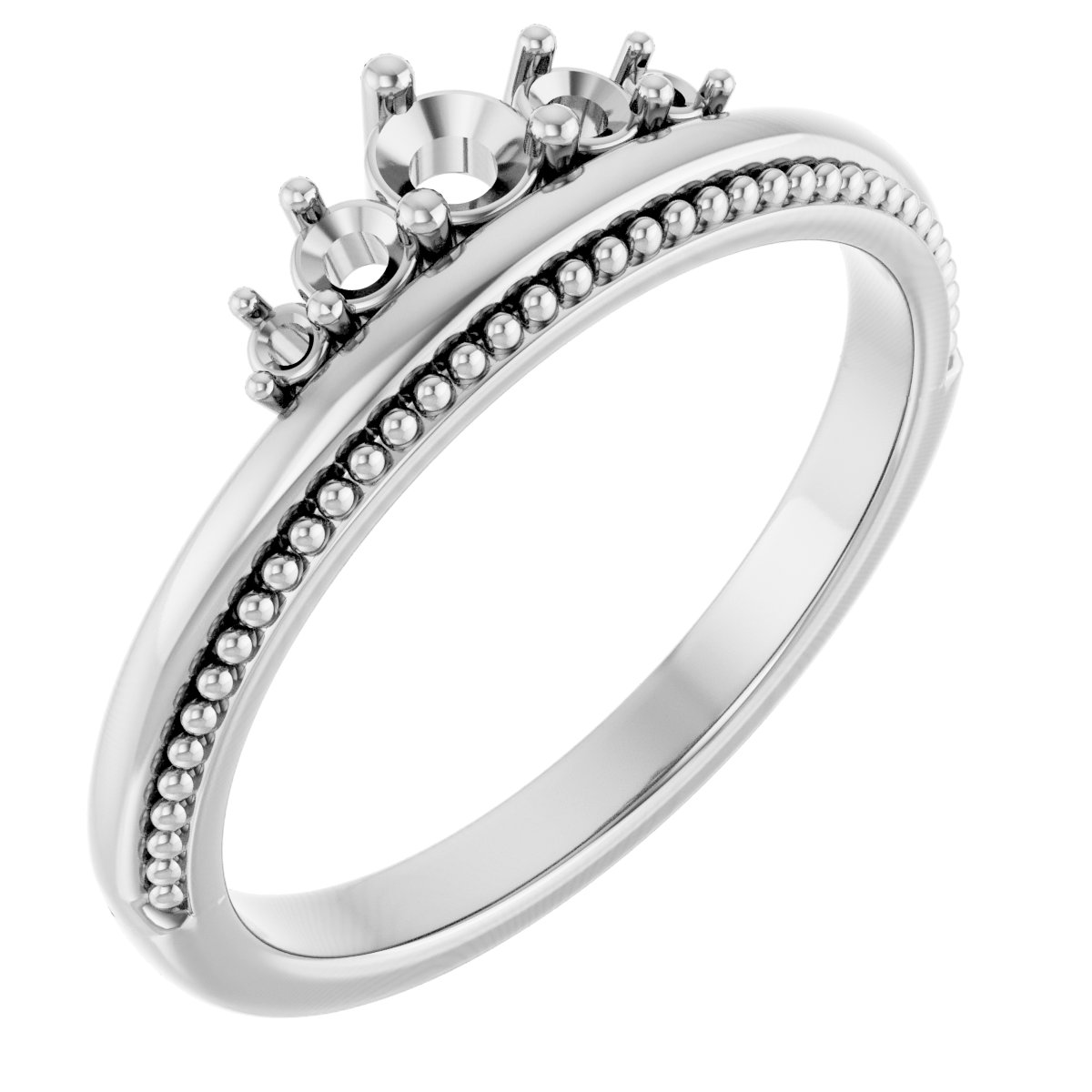 14K White 1/5 CTW Natural Diamond Stackable Crown Ring     