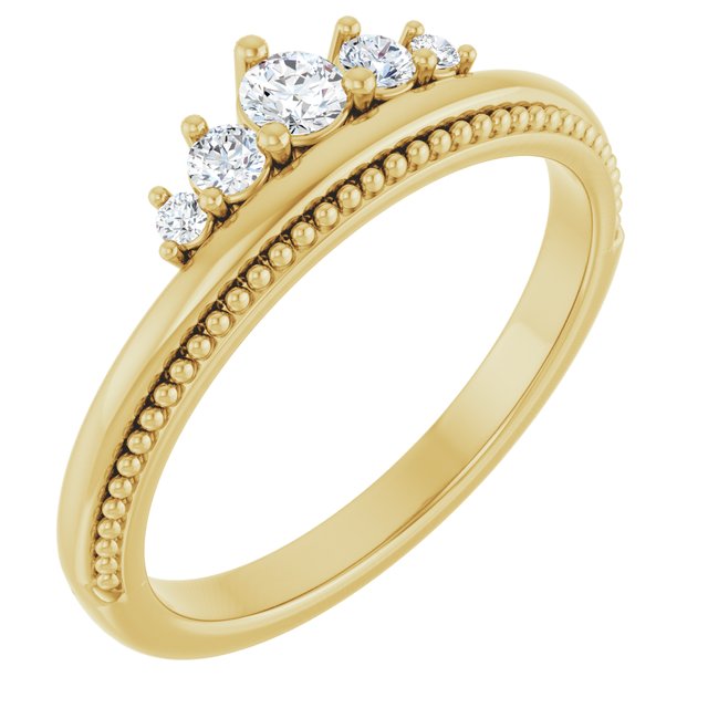14K Yellow 1/5 CTW Natural Diamond Stackable Crown Ring     