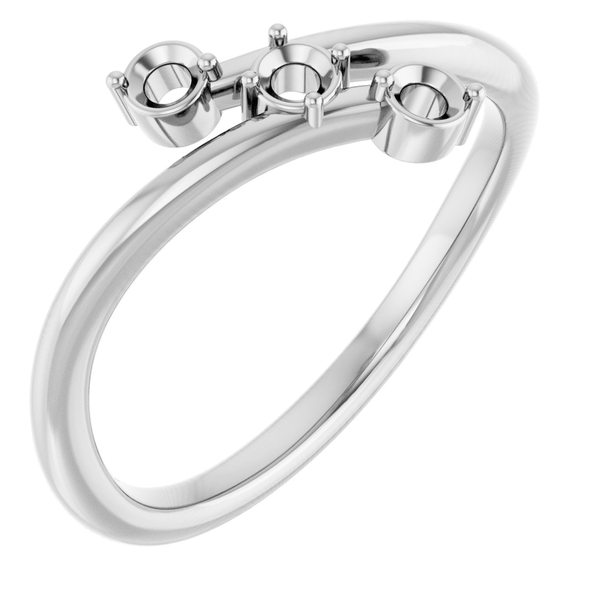 Sterling Silver 1/5 CTW Natural Diamond Three-Stone Bypass Ring  