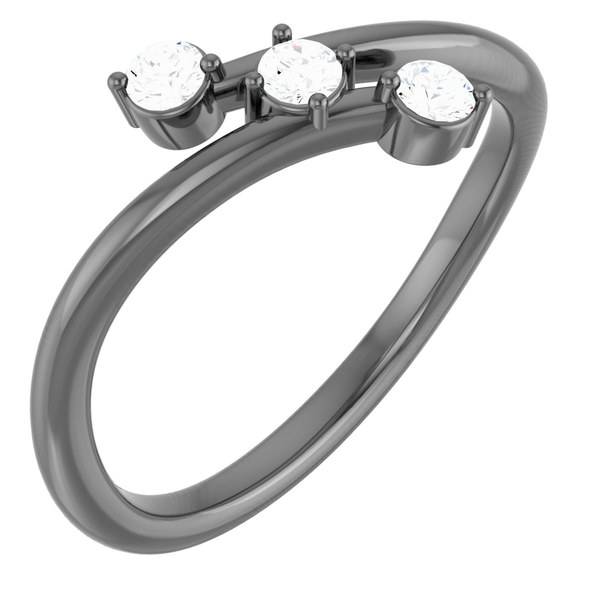 Sterling Silver 1/5 CTW Natural Diamond Three-Stone Bypass Ring  
