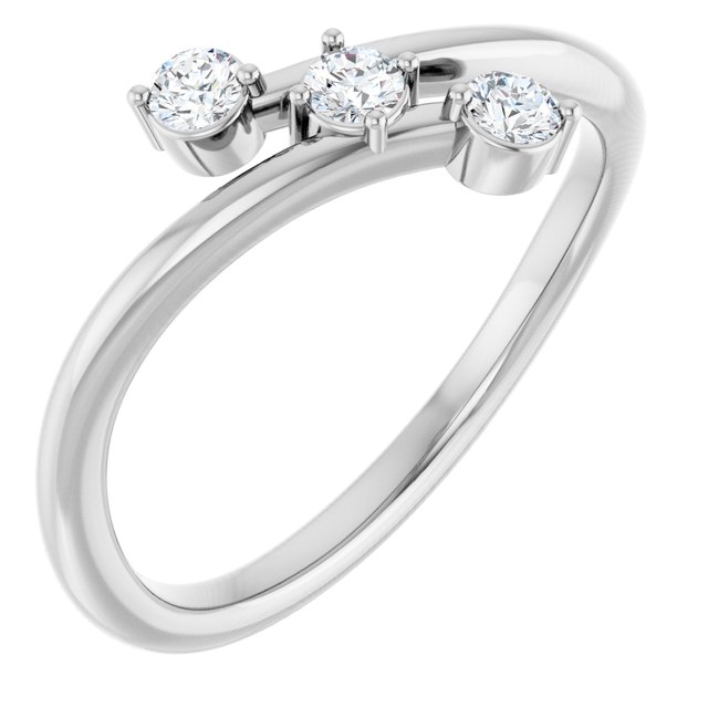 Sterling Silver 1/5 CTW Natural Diamond Three-Stone Bypass Ring  