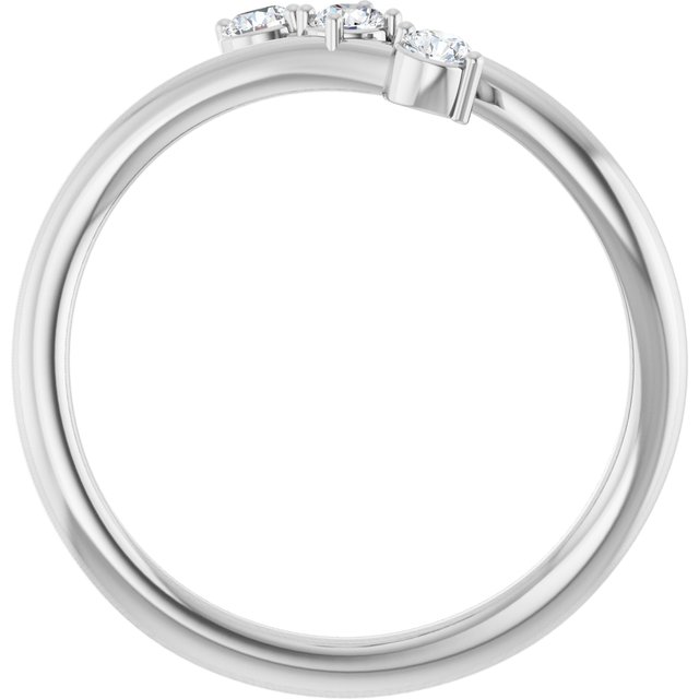 14K White 1/5 CTW Diamond Three-Stone Bypass Ring
